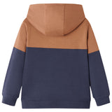 VidaXL KinderSweater with hood Half Rits 104 Anthracites Cognacdle