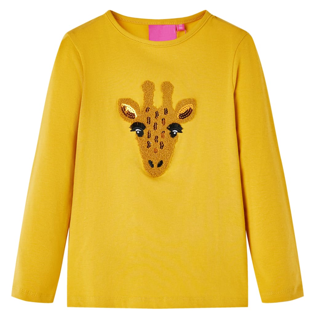 Vidaxl children's shirt with long sleeves 92 dark ocher colored