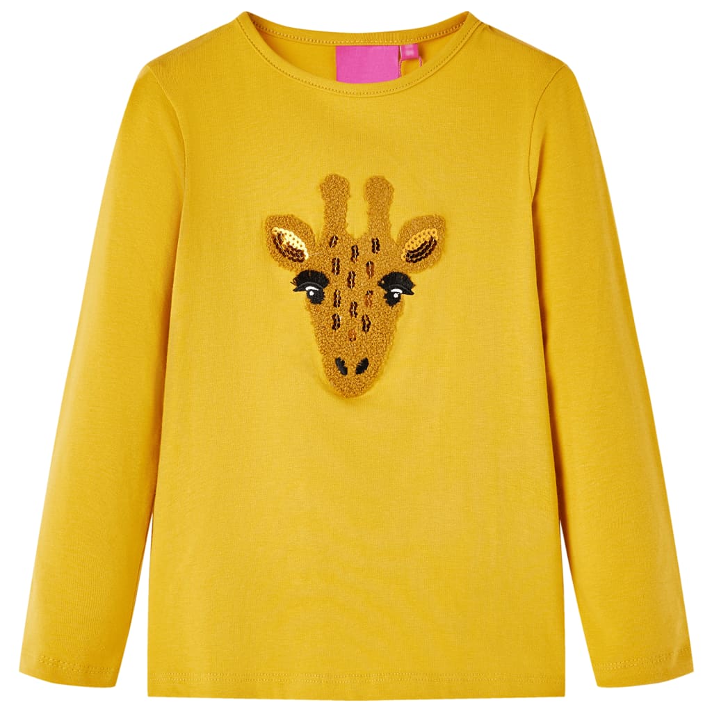 Camicia per bambini Vidaxl con maniche lunghe 104 ocra scura colorata