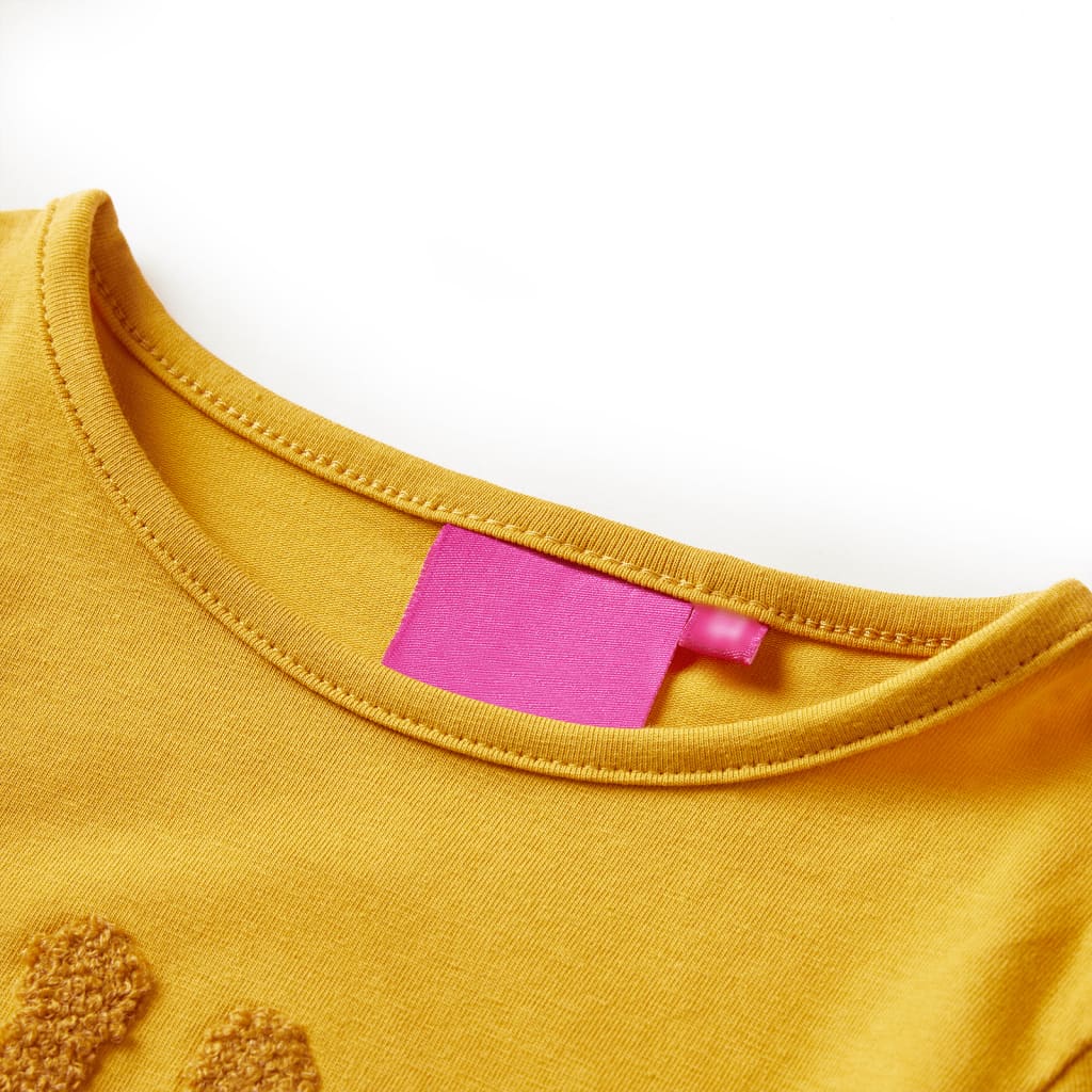 Camicia per bambini Vidaxl con maniche lunghe 104 ocra scura colorata
