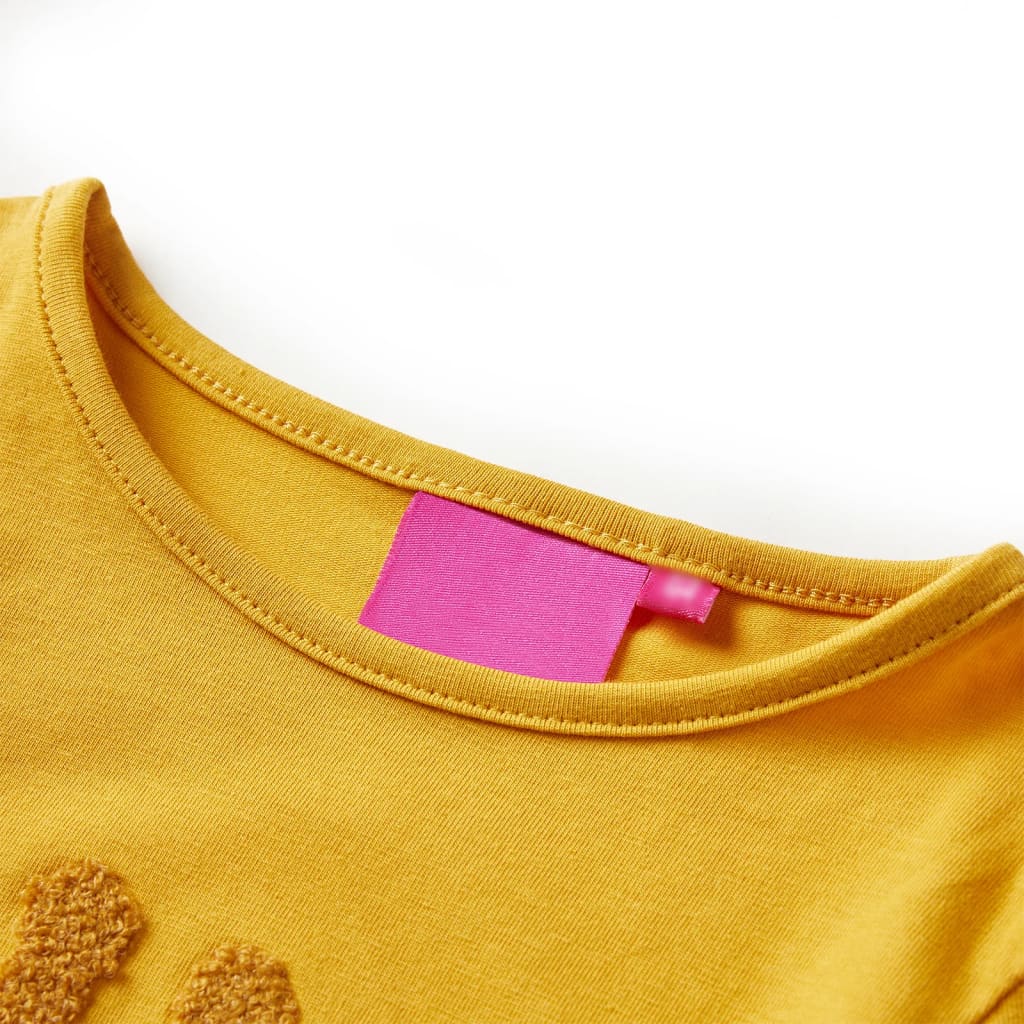 Vidaxl Kanner Shirt mat laange Schätzungen 140 donkel Ocher faarweg