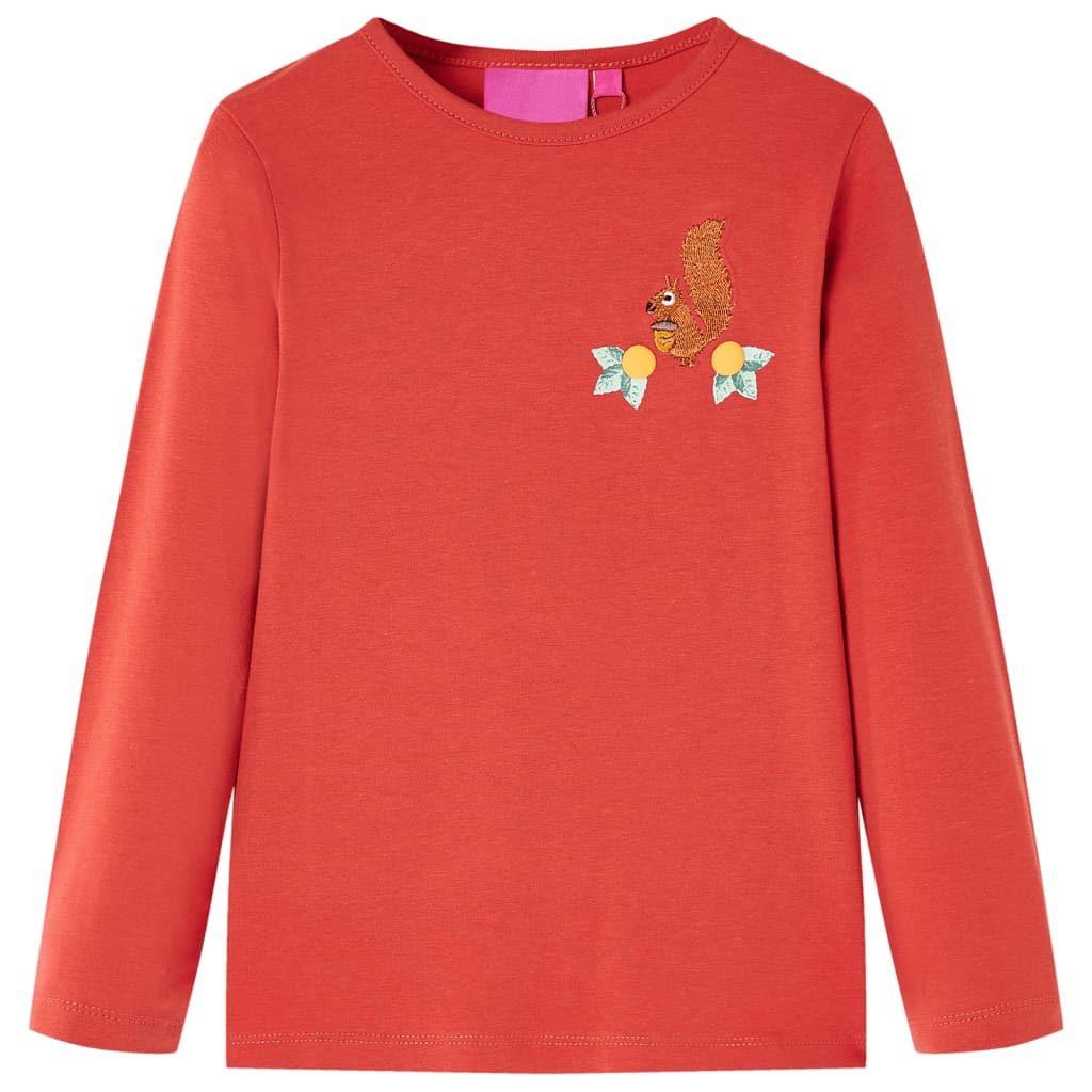 VidaXL children's shirt with long sleeves 128 reddish -brown
