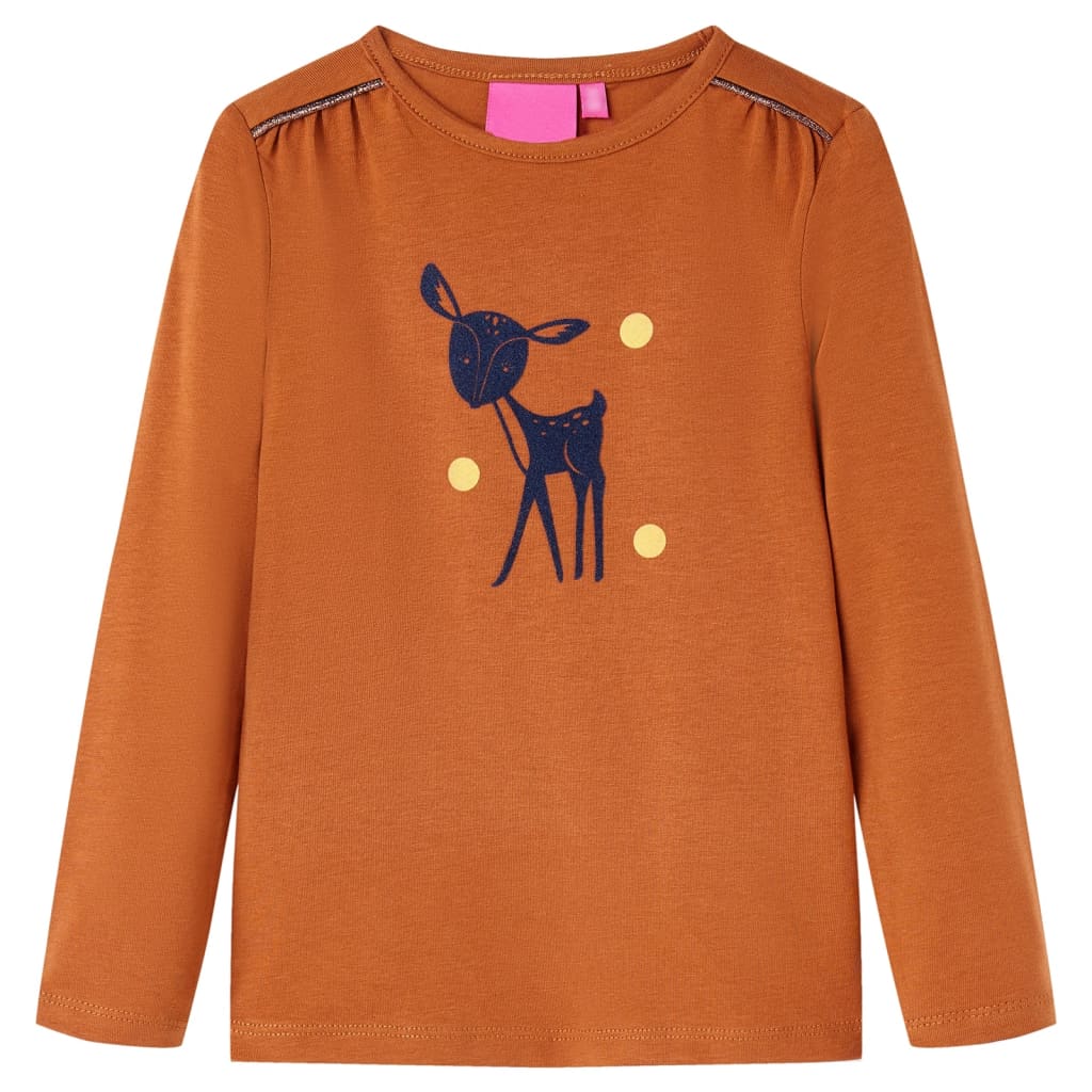 Vidaxl Children's shirt with long sleeves 128 cognac colored