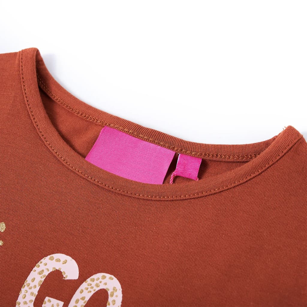Vidaxl Children's shirt with long sleeves 128 cognac colored