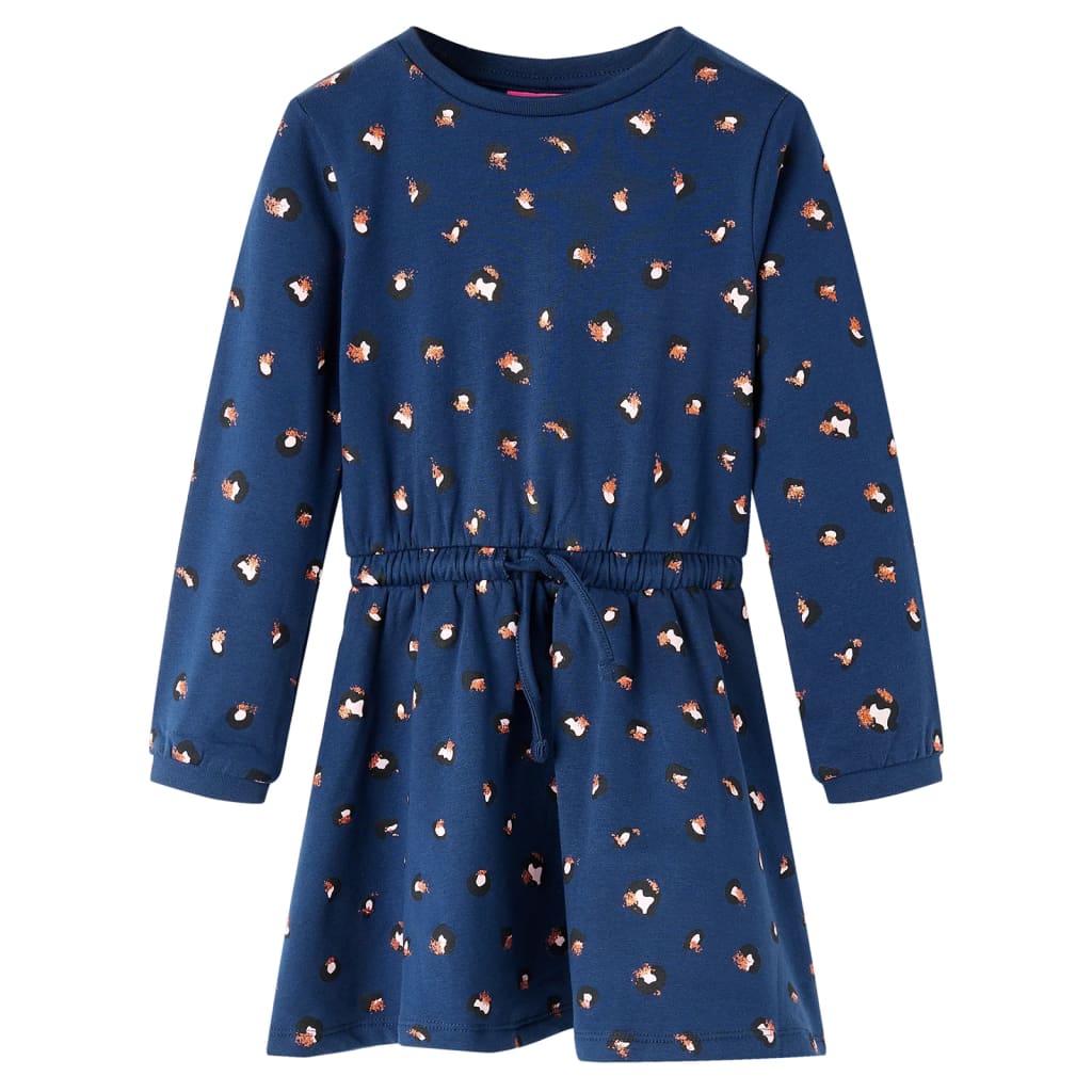 Vidaxl children's dress with long sleeves 128 navy blue
