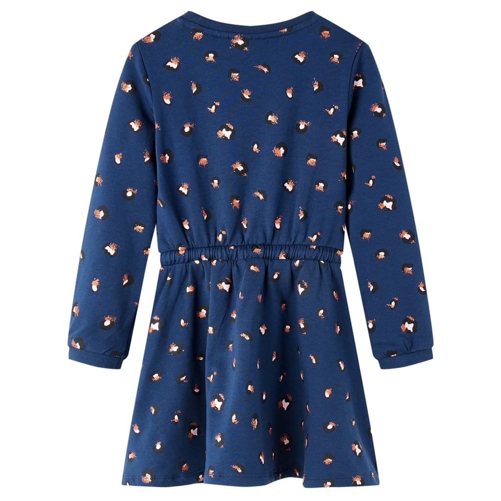 Vidaxl children's dress with long sleeves 128 navy blue