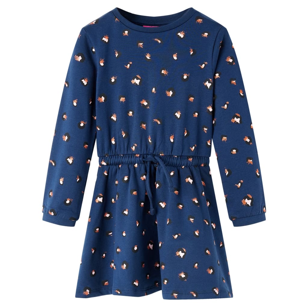Vidaxl children's dress with long sleeves 140 navy blue