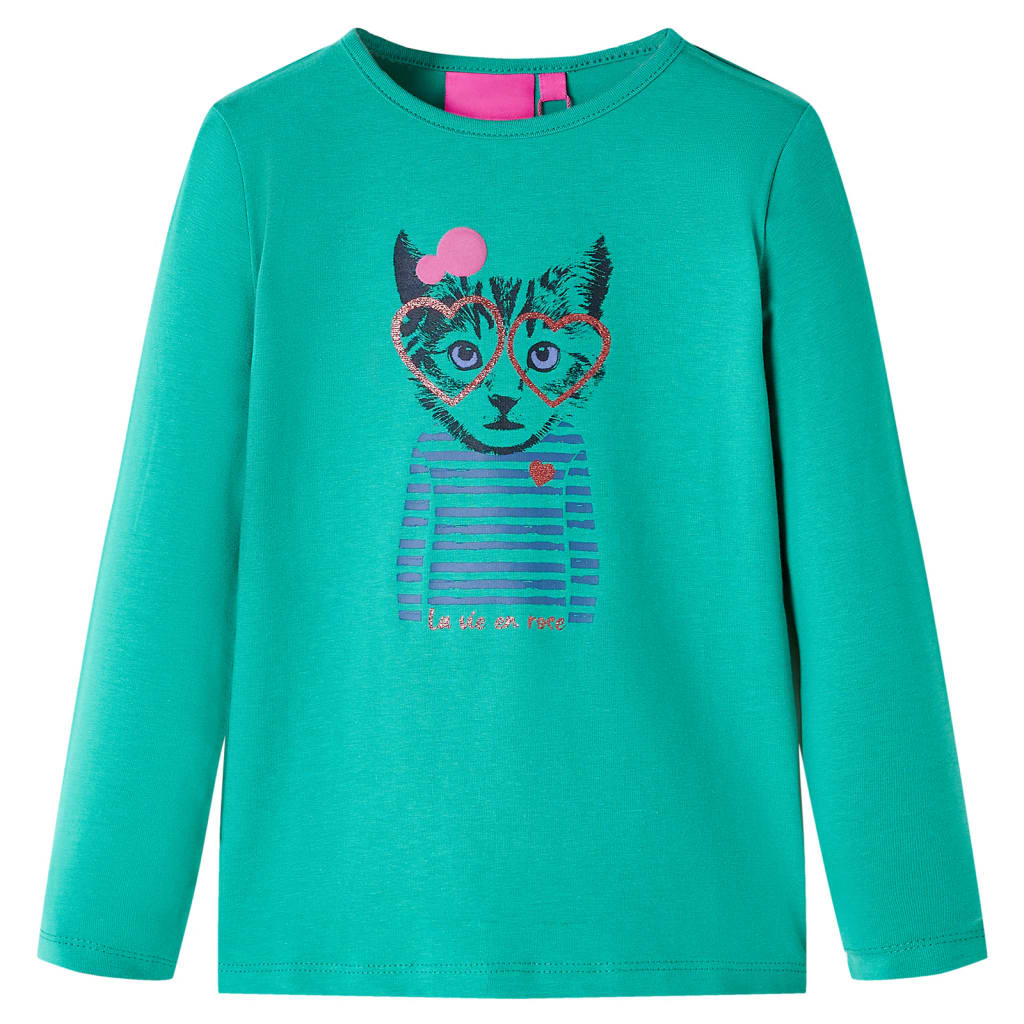Camicia per bambini Vidaxl con maniche lunghe 92 verde brillante