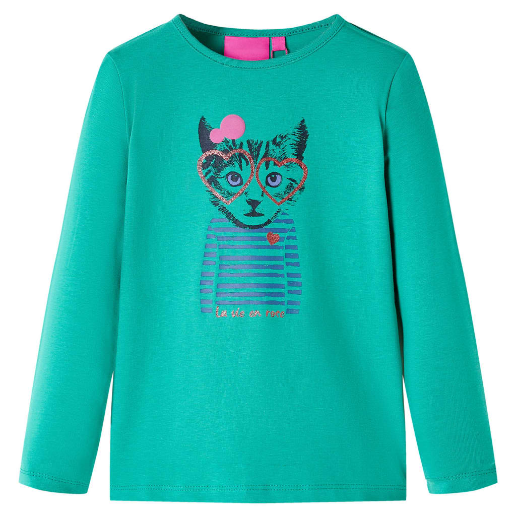 Camicia per bambini Vidaxl con maniche lunghe 140 verde brillante
