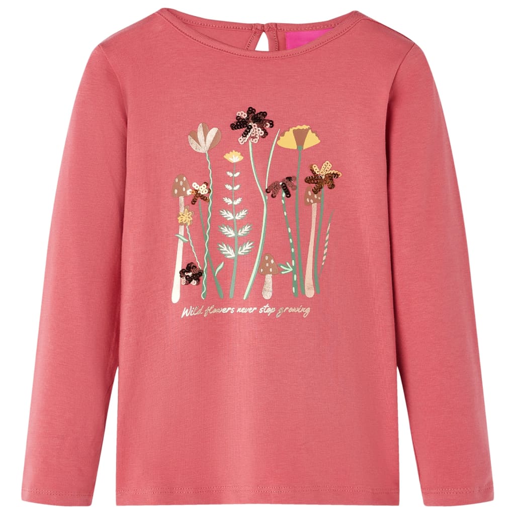 Camicia per bambini Vidaxl con maniche lunghe 128 vecchia rosa