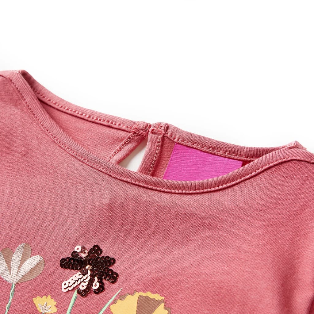 Camicia per bambini Vidaxl con maniche lunghe 128 vecchia rosa