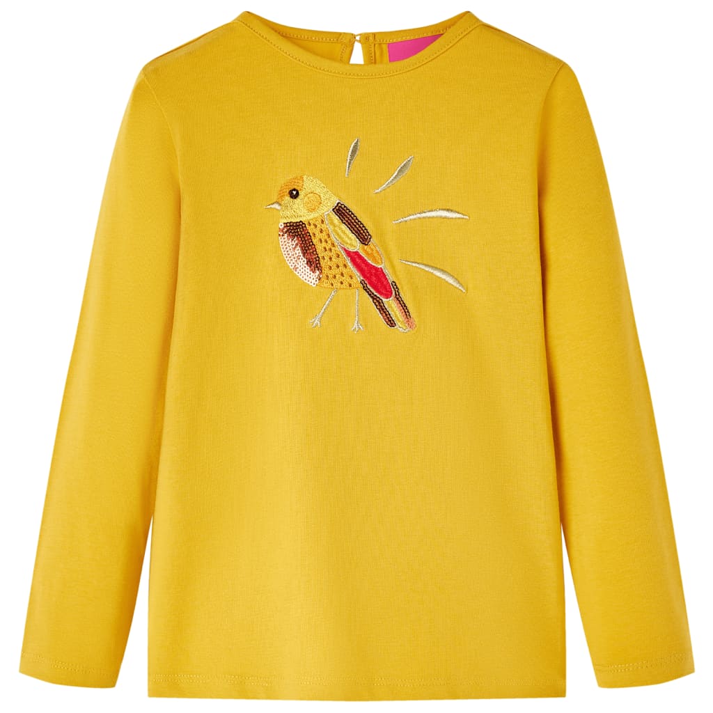 Vidaxl children's shirt with long sleeves 92 dark ocher colored