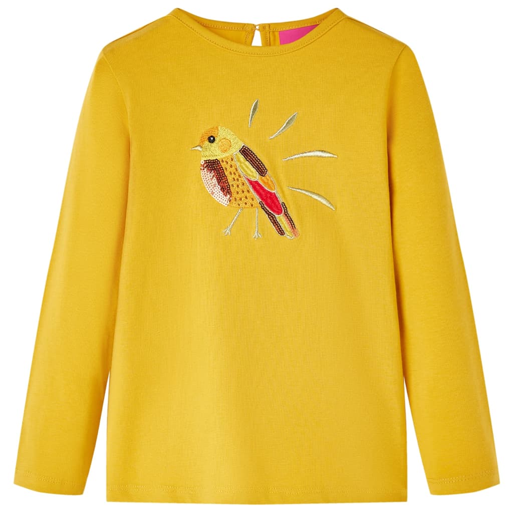 VidaXL children's shirt with long sleeves 128 dark ocher colored