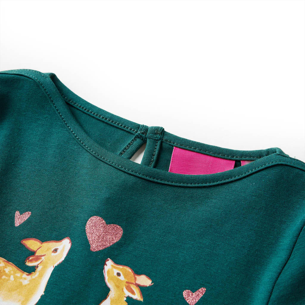 VidaXL children's shirt with long sleeves 128 DonkerGroen