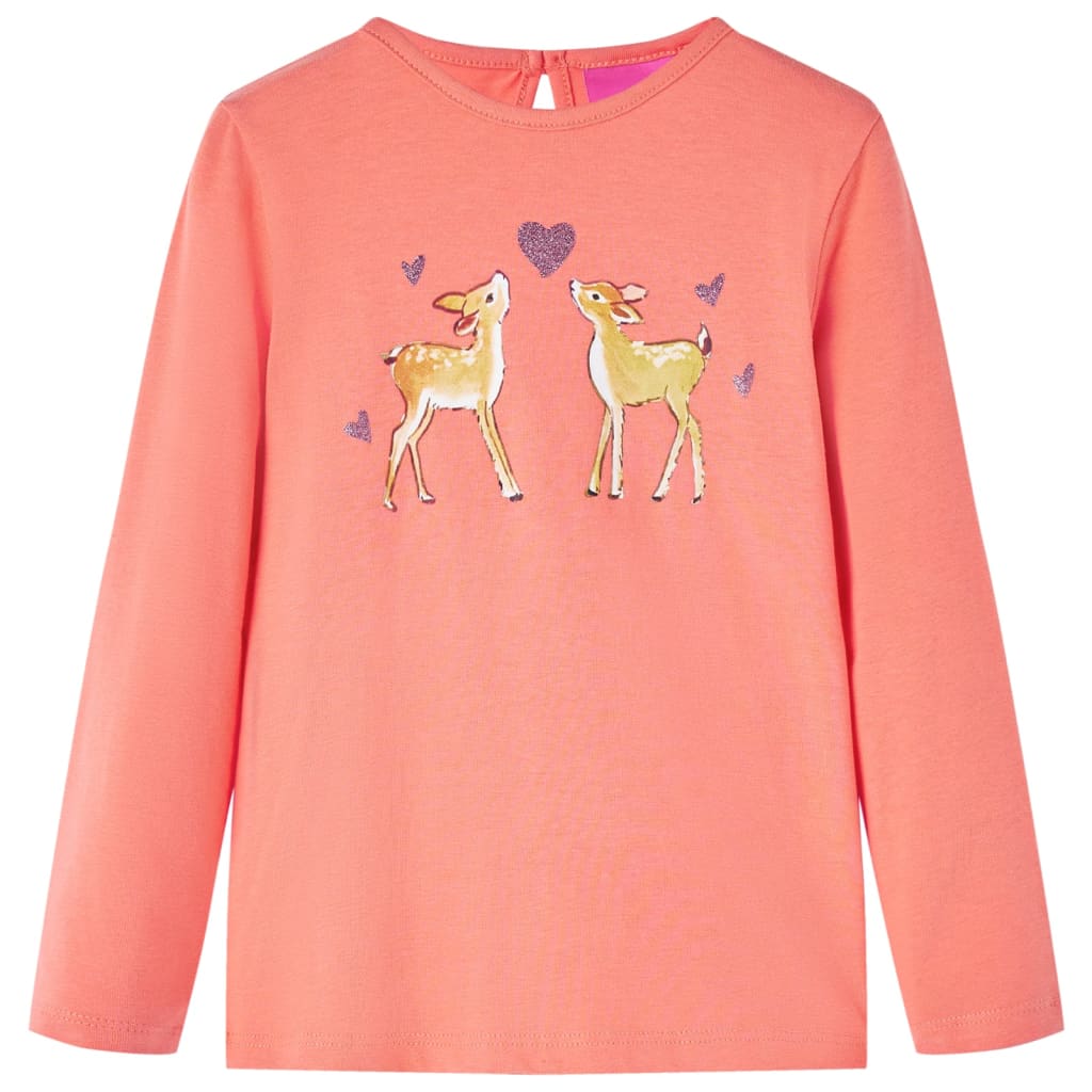 Camicia per bambini Vidaxl con maniche lunghe 128 corallo