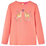 Camicia per bambini Vidaxl con maniche lunghe 128 corallo
