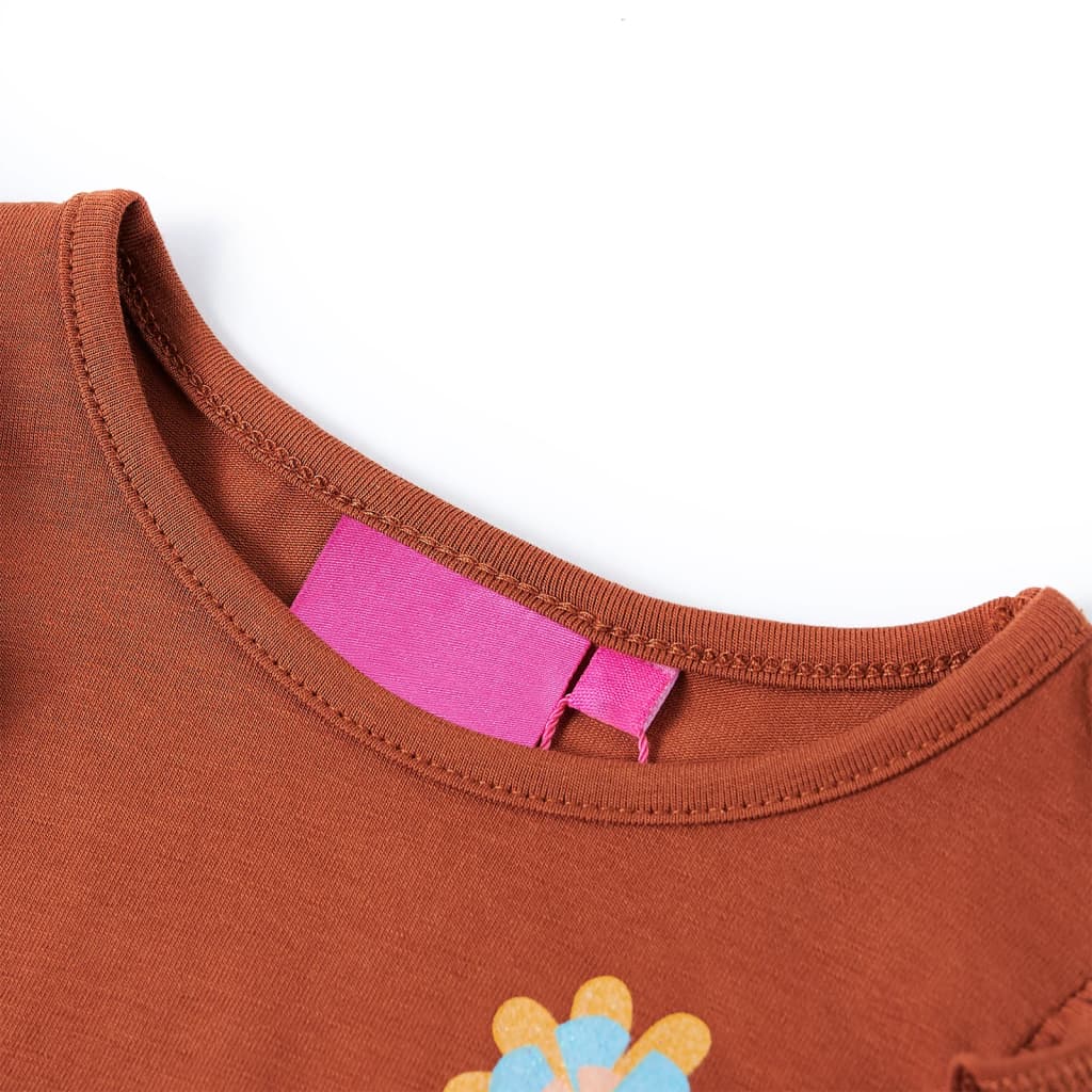 Vidaxl Children's shirt with long sleeves 104 cognac colored