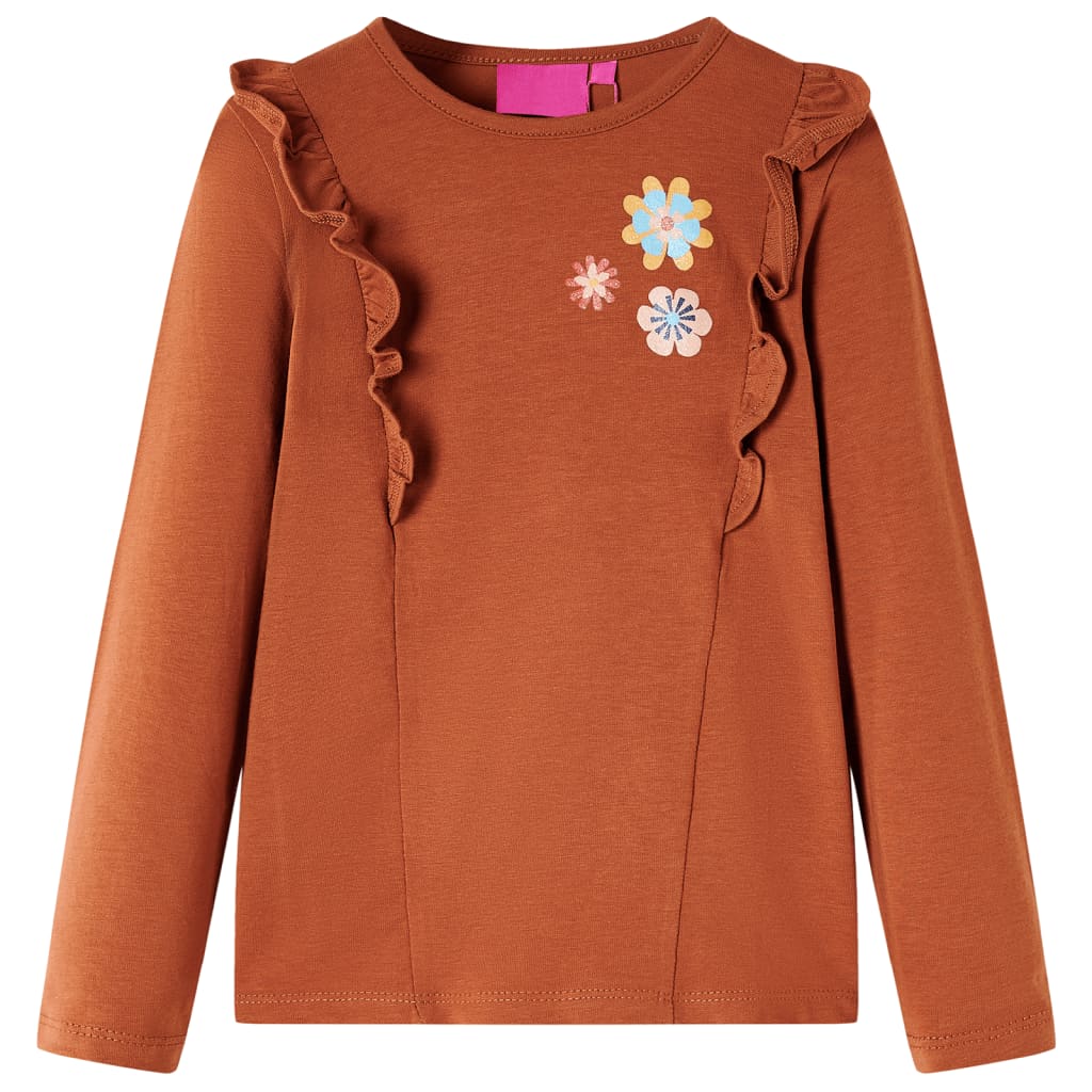Vidaxl Children's shirt with Long Sleeve 140 Cognac colored