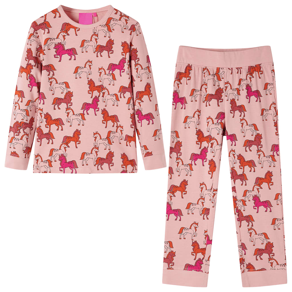 Vidaxl Children's pajamas with long sleeves 128 light pink
