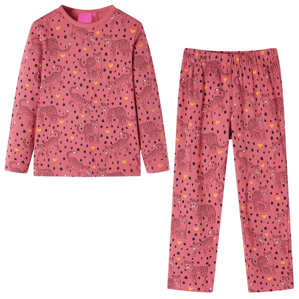 Vidaxl Children's pajamas with long sleeves 140 old pink