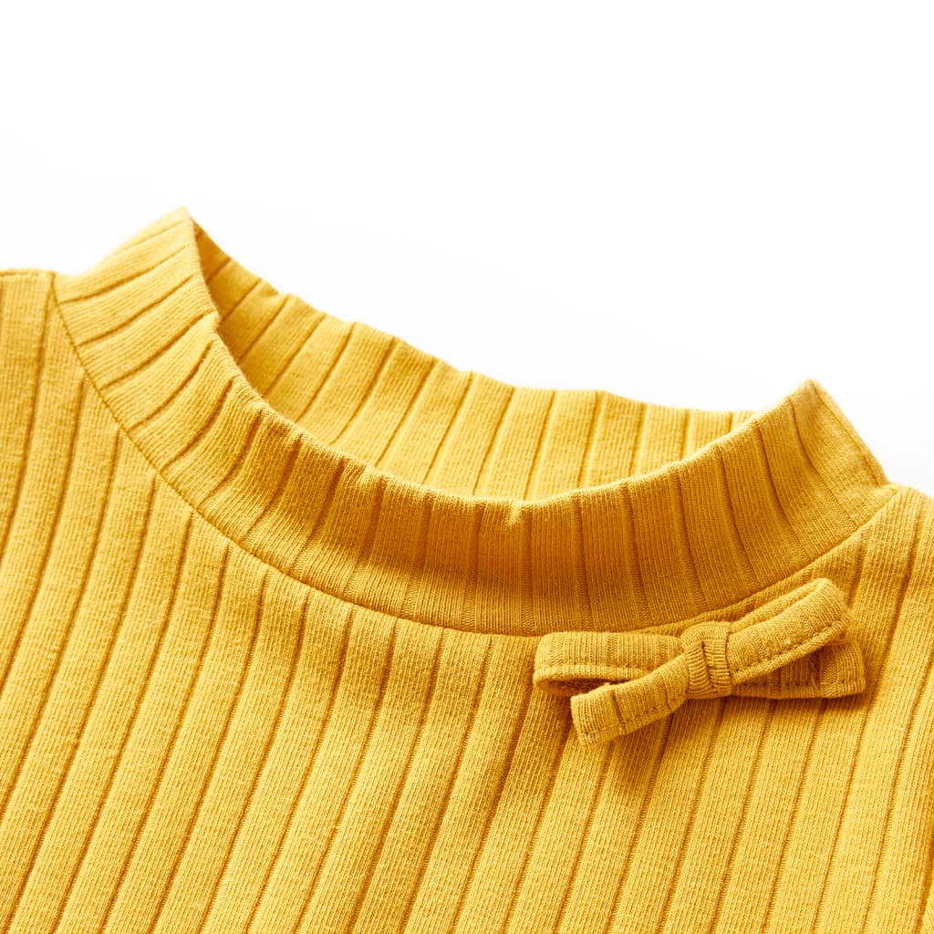 Vidaxl children's shirt ribbed 128 dark ocher color