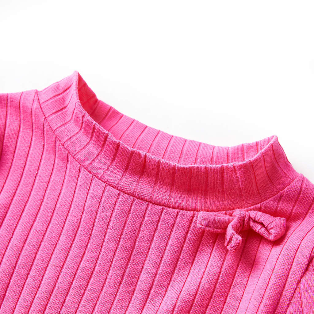 Camicia per bambini Vidaxl con maniche lunghe a costola 128 rosa brillante