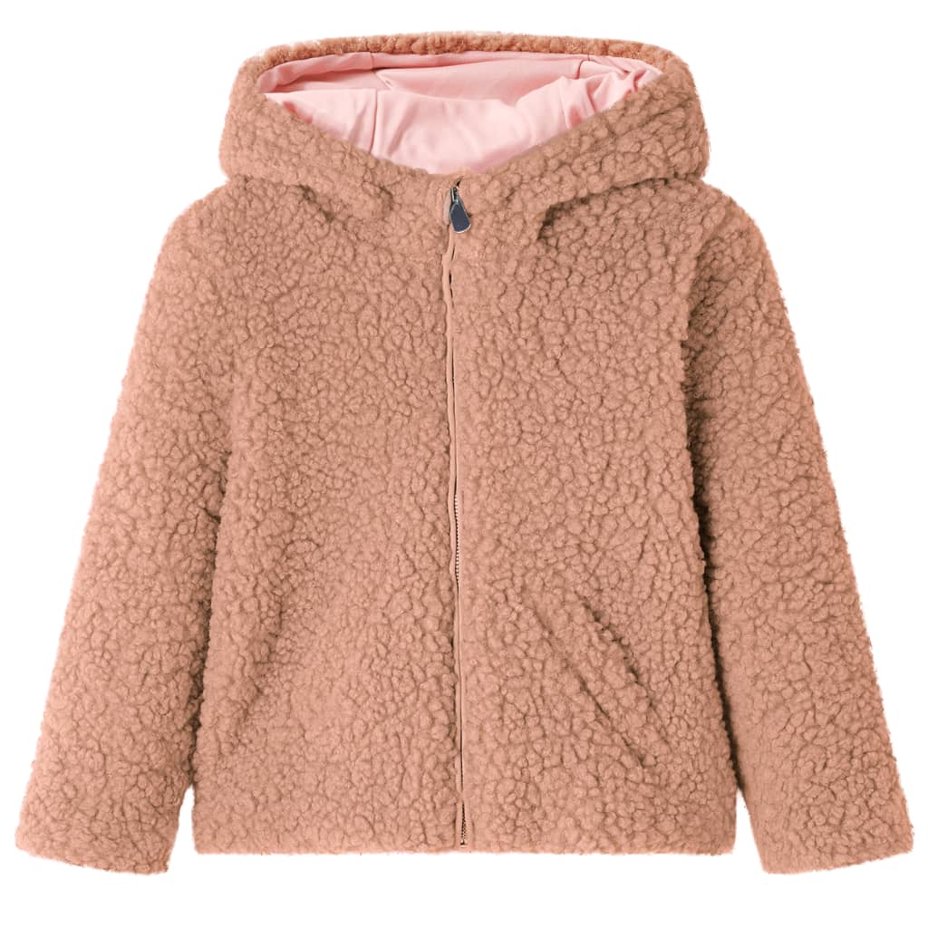 Otroška jakna Vidaxl s kapuco 140 Teddy Artfificial Fur Light Cognak obarvana