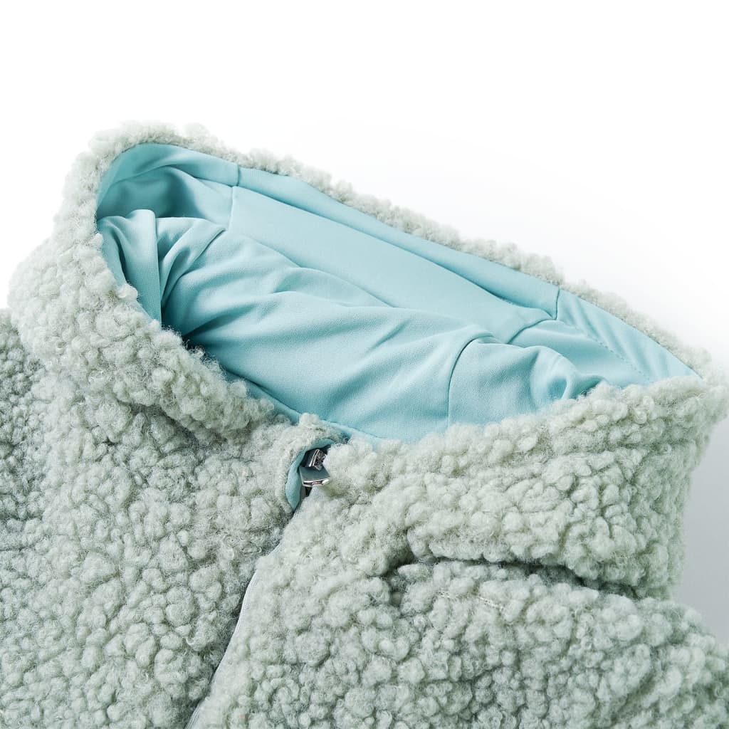 Dětská bunda Vidaxl s kapucí Teddy 116 Umělá barva máty vozidla