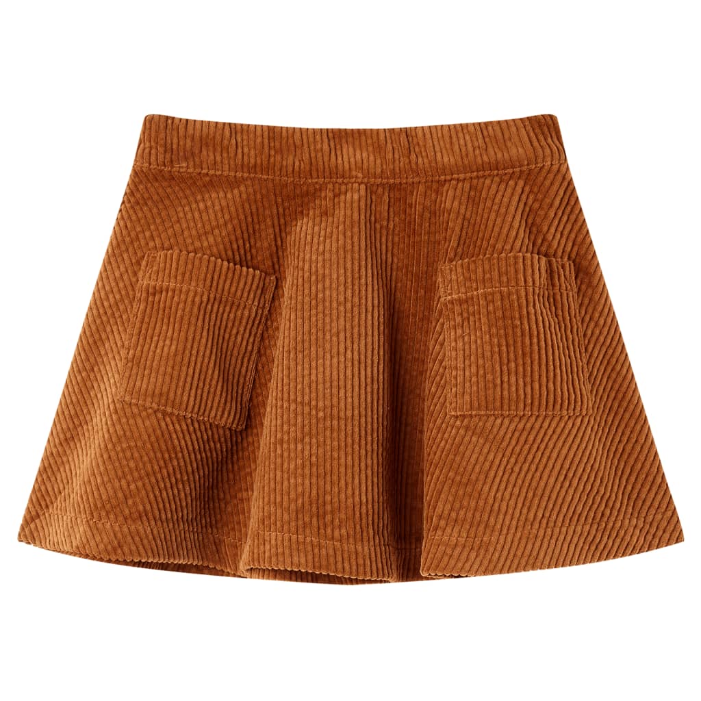 Vidaxl Children's skirt with bags of rib velvet 140 cognac colored