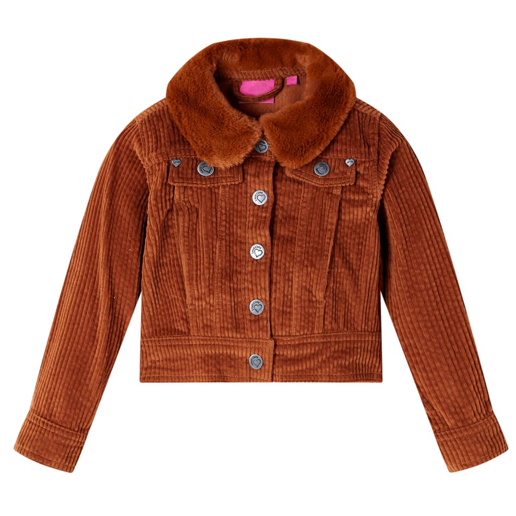 Vidaxl Children's Jacket 116 Rib velvet cognac colored