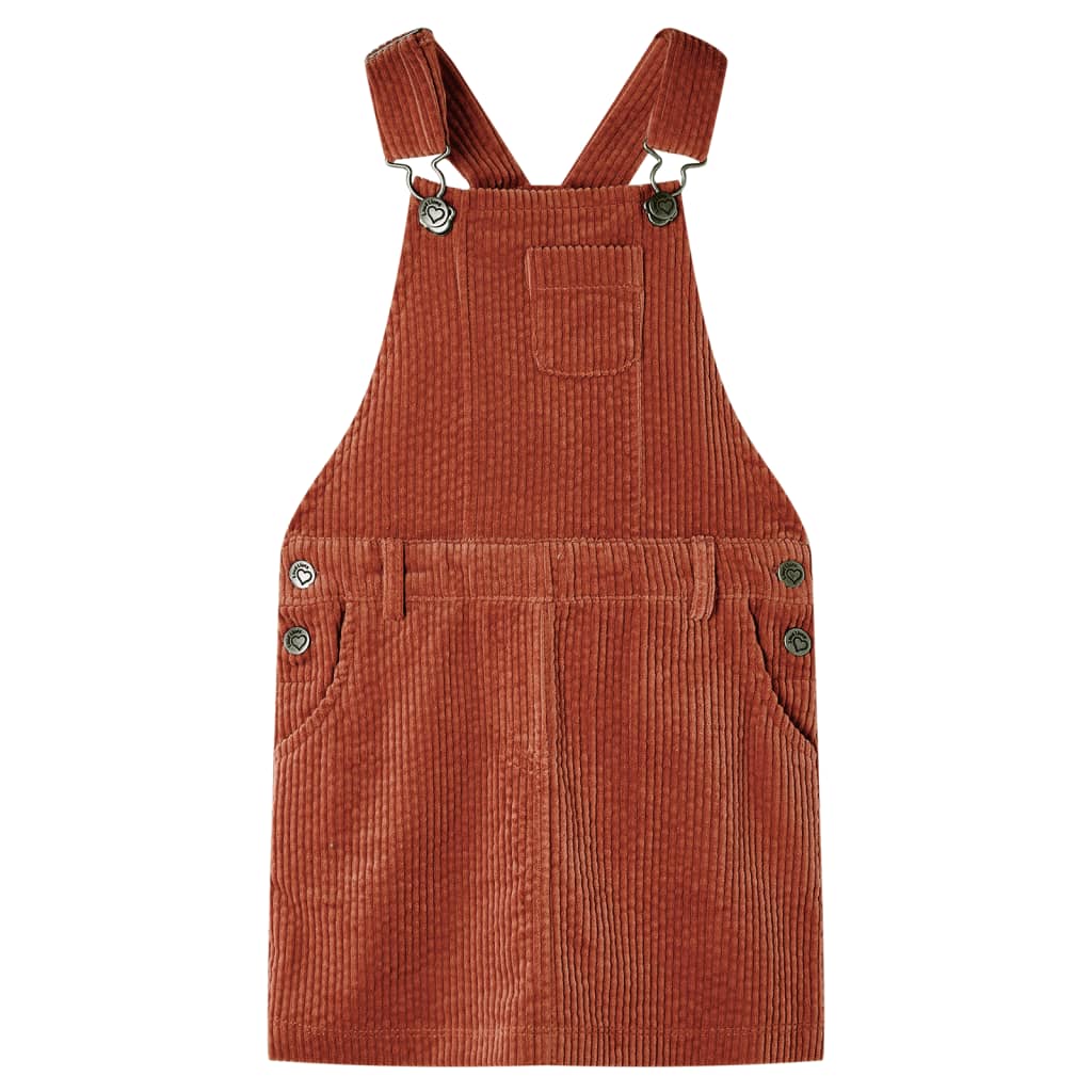 Vidaxl Children's garden dress 128 rib velvet cognac -colored