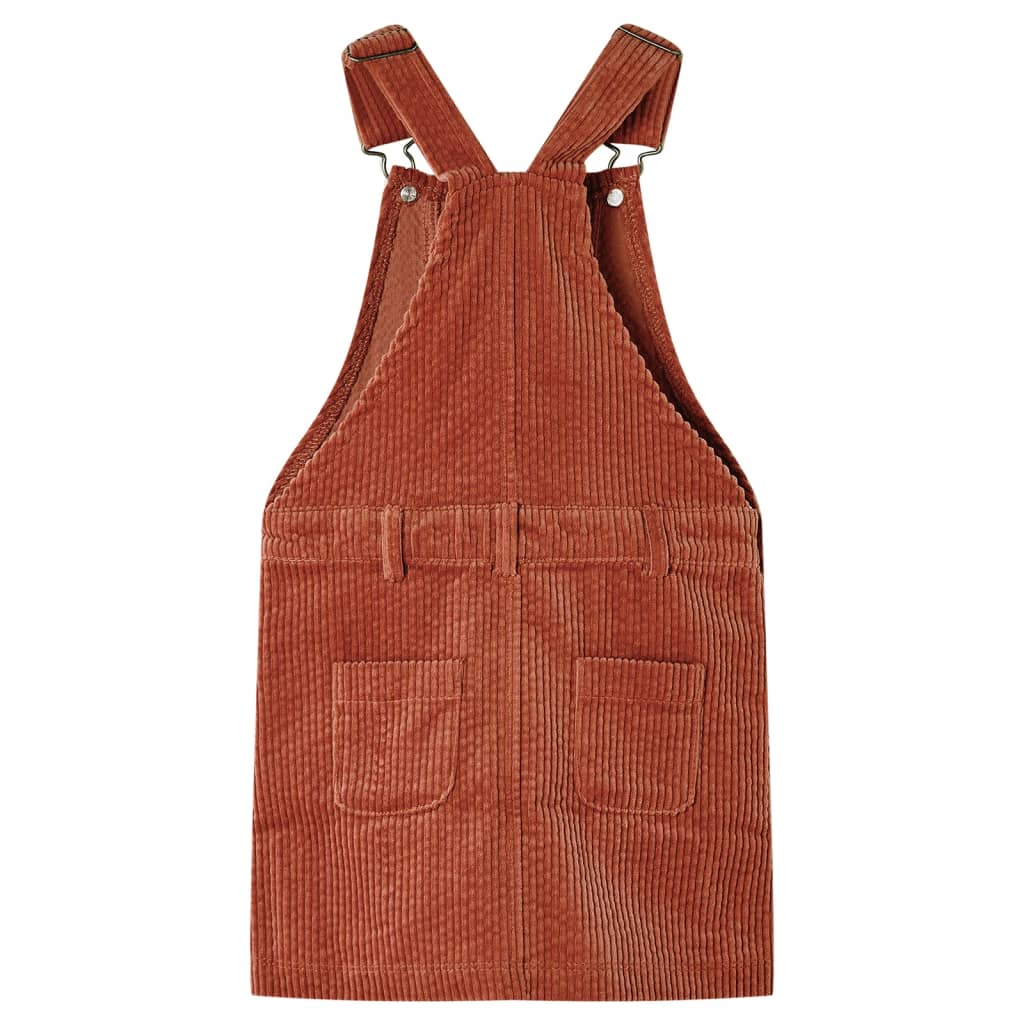 Vidaxl Children's garden dress 128 rib velvet cognac -colored