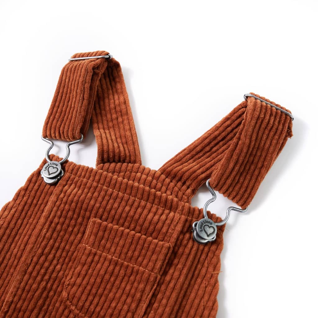 Vidaxl Children's garden dress 128 rib velvet cognac -colored