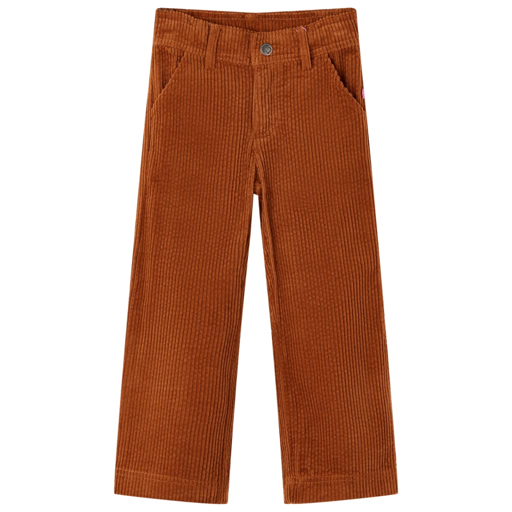 Vidaxl Kinderbroek 128 RIB žametno kognak obarvano