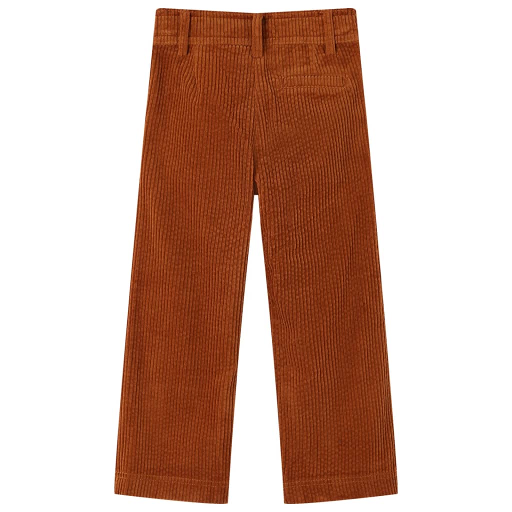 Vidaxl Kinderbroek 128 RIB žametno kognak obarvano