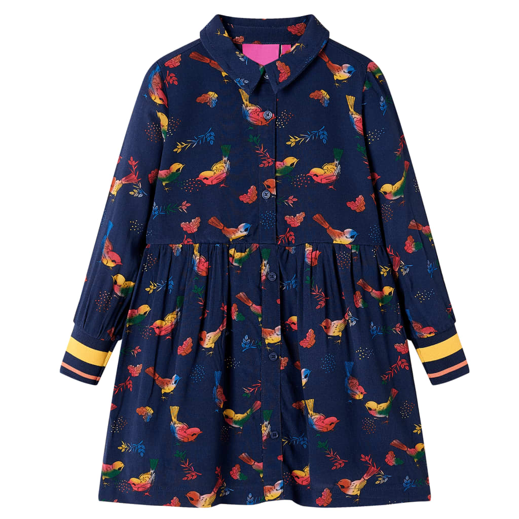 Vidaxl children's dress with long sleeves 92 navy blue