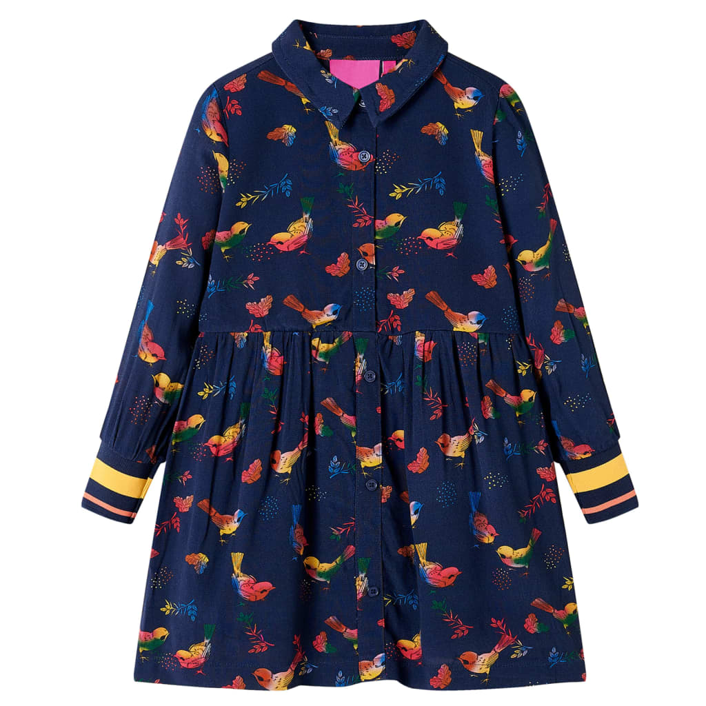 Vidaxl children's dress with long sleeves 104 navy blue