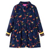 Vidaxl children's dress with long sleeves 128 navy blue