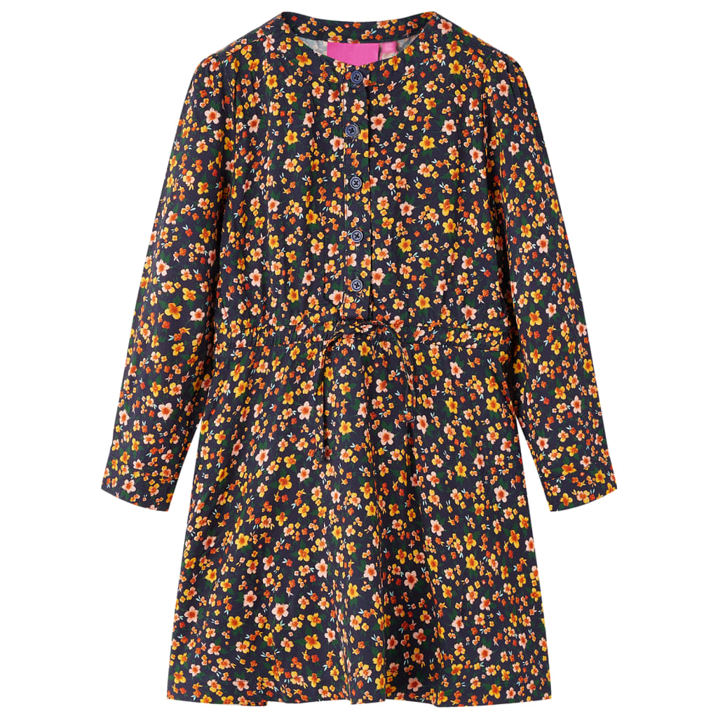 Vidaxl children's dress with long sleeves 104 navy blue