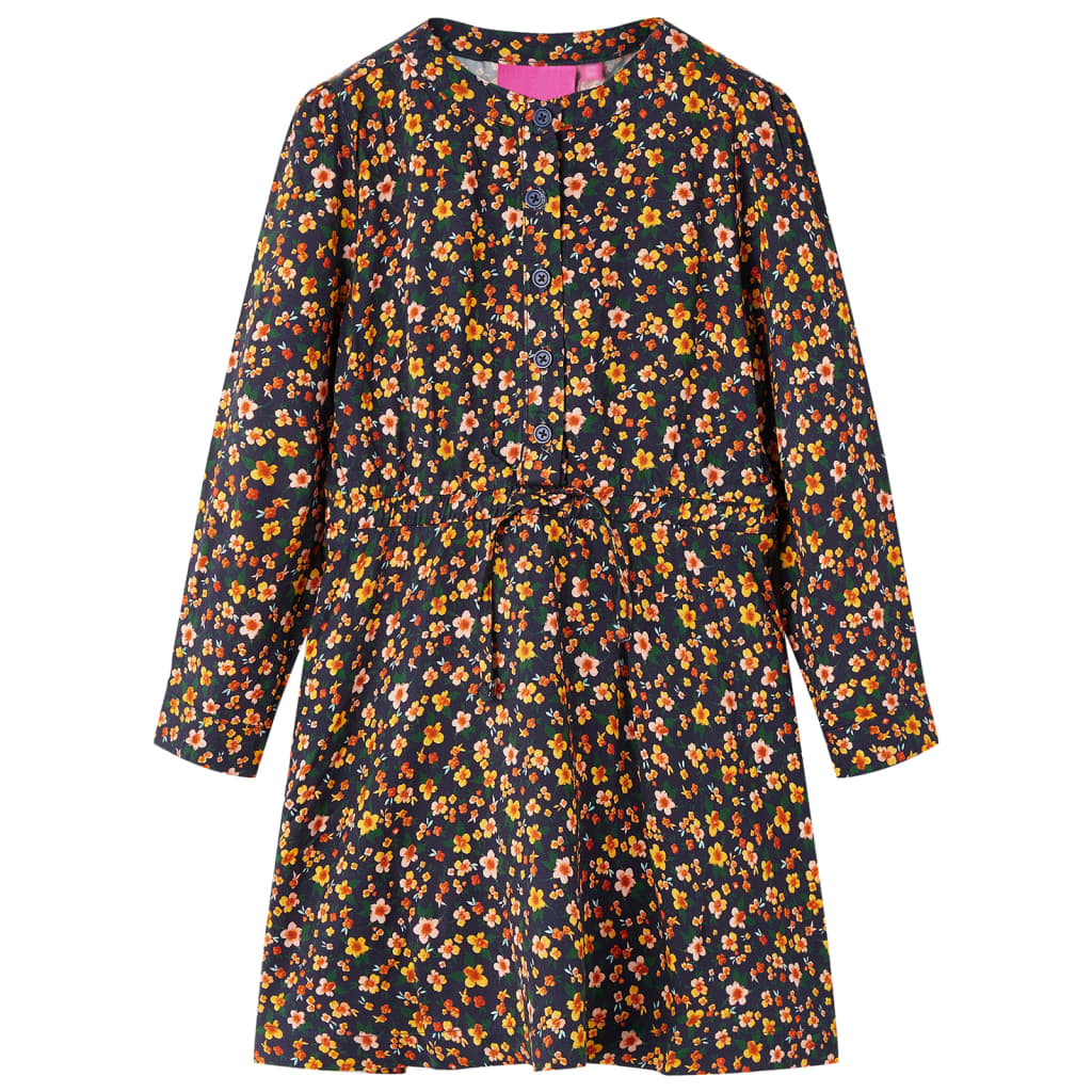 Vidaxl children's dress with long sleeves 128 navy blue