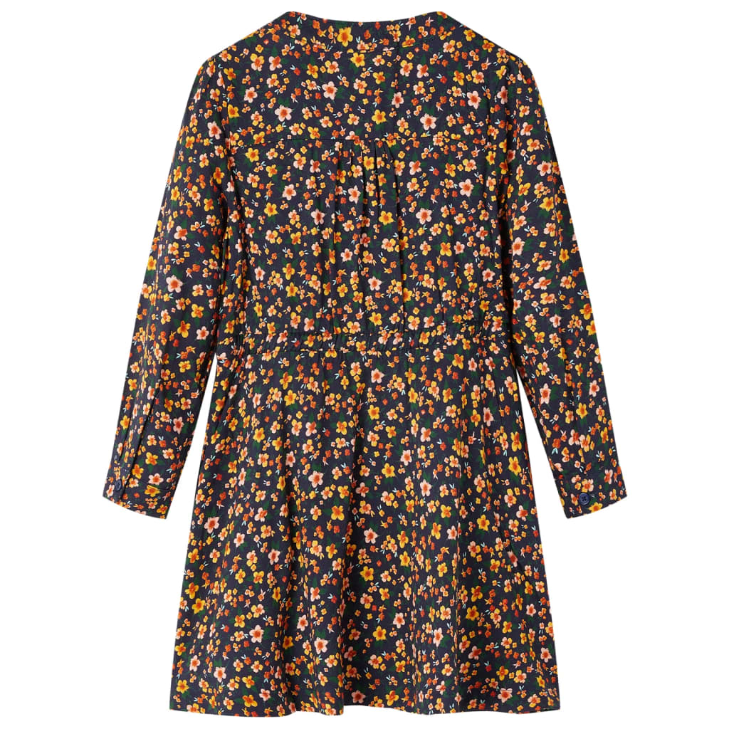 Vidaxl children's dress with long sleeves 128 navy blue