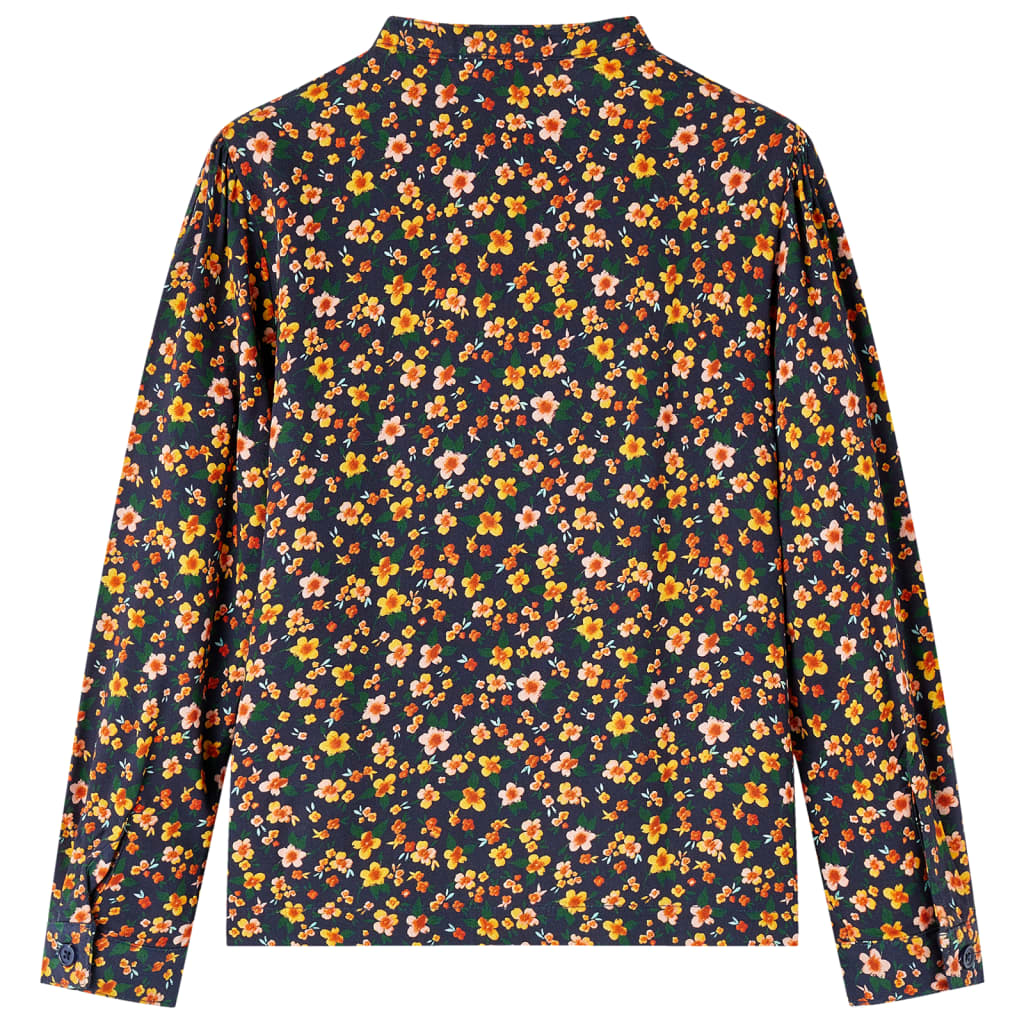 Vidaxl Children's shirt with band collar 128 navy blue