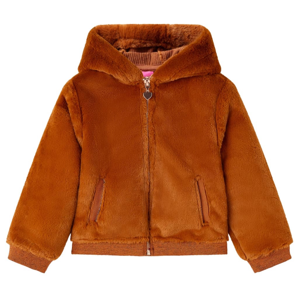 Vidaxl Children's jacket with hood 92 artificial vehicle cognac color