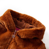 Vidaxl Children's jacket with hood 92 artificial vehicle cognac color