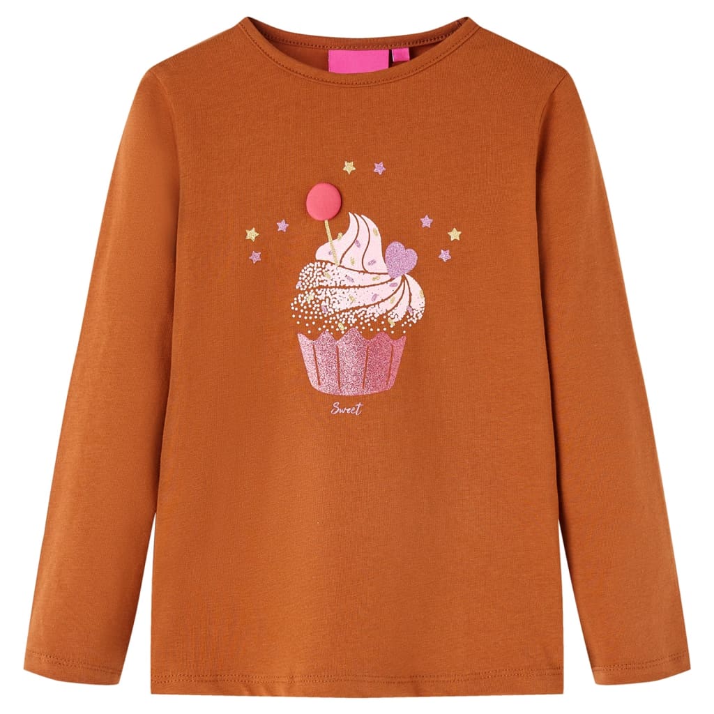 Vidaxl børneshirt med lange ærmer 104 cognac farvet