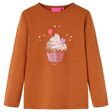 Vidaxl børneshirt med lange ærmer 104 cognac farvet