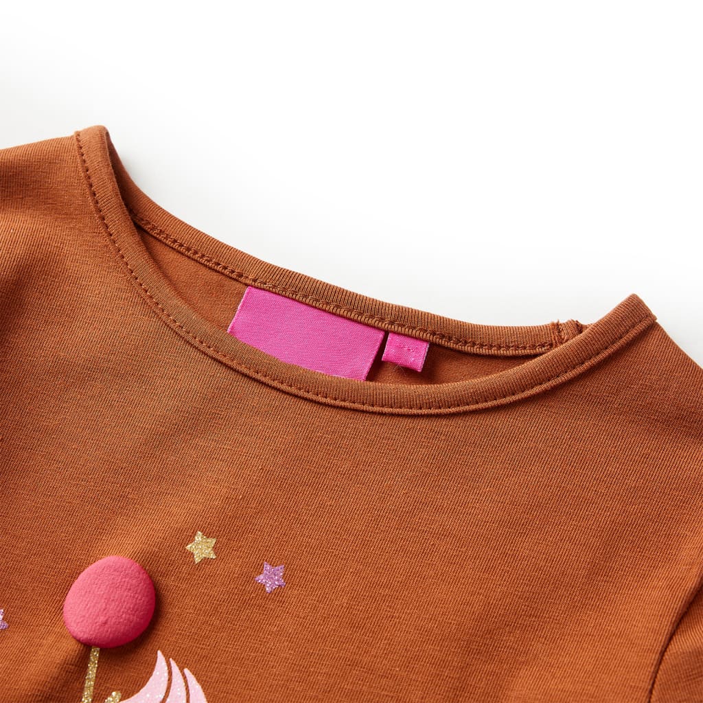 Vidaxl børneshirt med lange ærmer 104 cognac farvet