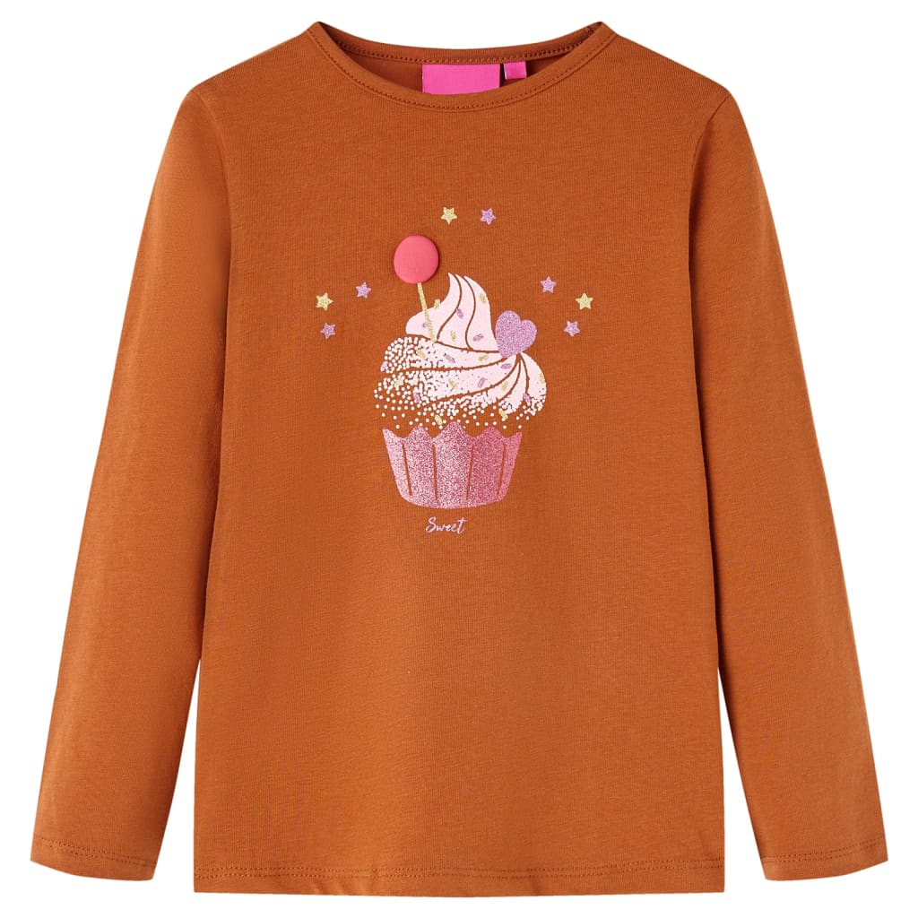 Vidaxl Children's shirt with long sleeves 116 cognac colored
