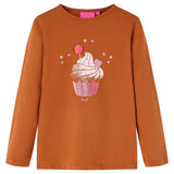 Vidaxl Children's shirt with long sleeves 116 cognac colored