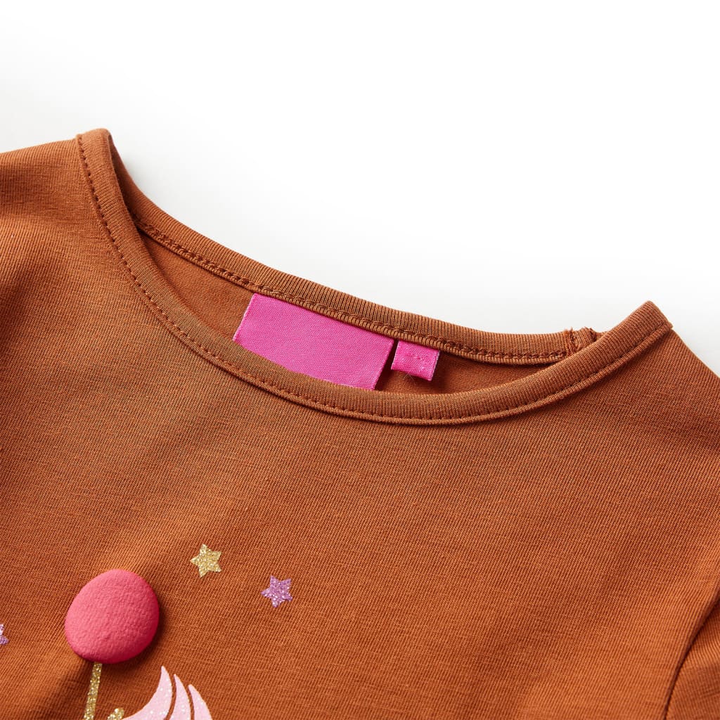 Vidaxl børneshirt med langærmet 140 cognac farvet